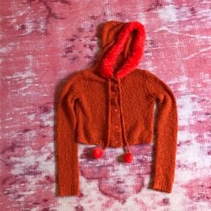 UNIF fuzzy orange cardigan (never worn) xs